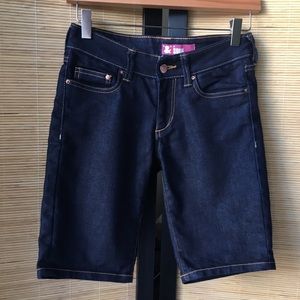 Skinny Dark Denim Bermuda Shorts